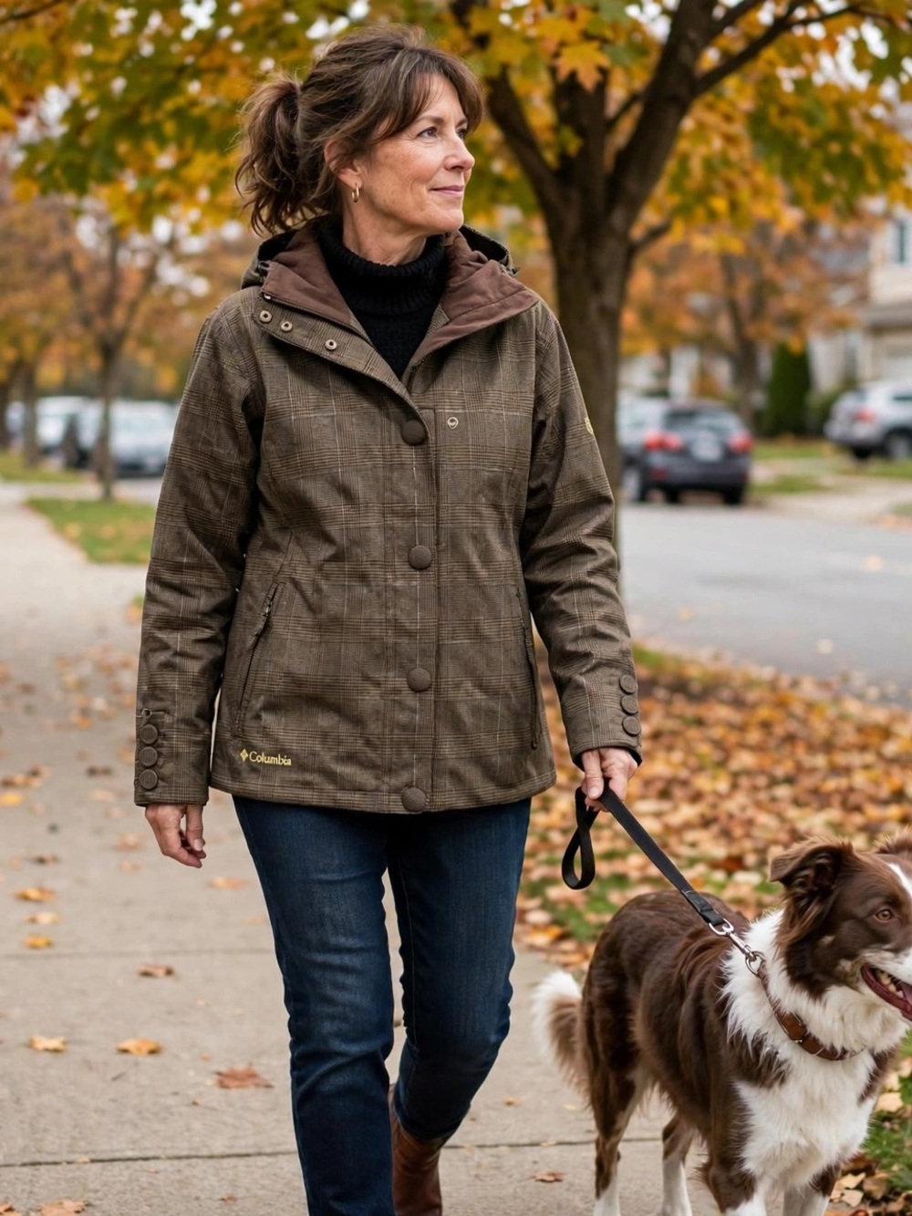 Columbia Women's Brown Plaid Hooded Jacket
